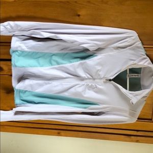 White/ turquoise jacket
